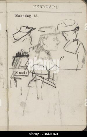 Figuurstudies Study Sheet Women. Seite 44 eines Skizzenbuchtagebuchs bei Verwendung mit 108 bladen. Hersteller : Künstler George Hendrik Breitner Herstellungsort: Amsterdam Datum: 1893 Körperliche Merkmale: Schwarzes Kreidematerial: Papier Kreidegegenstand: Erwachsene Frau Stockfoto