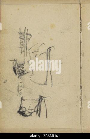 Figurenstudiums Seite 3 eines von 80 bladen verwendeten "gefällt mir"-Skizzenbuchtagebuchs. Hersteller : Künstler George Hendrik Breitner Herstellung: Amsterdam Datum: 1893 Körperliche Merkmale: Schwarzes Kreidematerial: Papier Kreidegegenstand: Erwachsene Frau Stockfoto