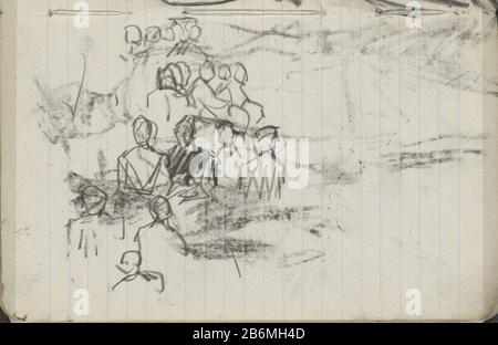 Figurenstudien Seite 15 eines Skizzenbuchs mit 38 bladen. Hersteller : Künstler George Hendrik Breitner Ort Herstellung: Amsterdam Datum: 1893 Körperliche Merkmale: Schwarze Kreide auf gefüttertem Papiermaterial : gefüttertes Papier Kreidethema: Erwachsene Frau Stockfoto