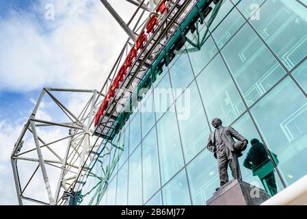 Sir Matt Busby Statue, Old Trafford Stadium Stockfoto