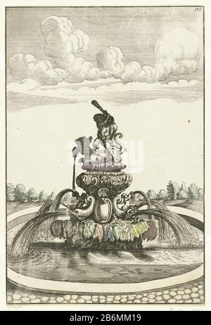 Fontein traf Hercules en Ladon Architectura Curiosa Nova (Serietitel) Der Hercules-Skulpturen-Drache Ladon Kills steht in einem runden Becken auf einem Sockel, der mit Putti und Delfinen verziert ist. Journal 110 Teil III einer Serie bestehend aus 226 Seiten, aufgeteilt in vier Bücher mit jeweils eigenem Titelblad. Hersteller : Entwurf von Georg Andreas Böcklerprentmaker: Anonymer Drucker: Christoph Gerhard Verlag: Paul Fürst Herstellung: Gestaltung Deutschlands (möglich) Druckmaschine: Deutschland (möglich) Schaltfläche: Nürnberg Herausgeber: Nürnberg Datum: 1664 Physikalische Eigenschaften: Radierung, handfarbig mit Krijt Stockfoto