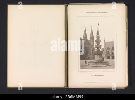 Brunnen am Altstadtmarkt zu BraunschweigDer Altstadtmarktbrunnen (Titelobjekt) Braunschweiger Baudenkmäler (Serientitel) Objektart: Fotomechanische Druckseite Artikelnummer: RP-F 2001-7-796A-6 Aufschriften / Marken: Nummer, Nachzeichnung, gedruckt 'Nr. 6.' Hersteller : Fotograf: J. Schombardt (denkmalgeschütztes Gebäude) Klischeehersteller: Römmler & Jonas (denkmalgeschütztes Gebäude) Herausgeber: Benno und Wilhelm Danert Goeritz (Listed Property) Ort Herstellung: Fotograf: Altstadtmarktklischeemacher: Dresden Verlag: Braunschweig Datum: 1892 Material: Papiertechnik: Druckgröße: Druck: H 165 mm × W 109 mm Stockfoto