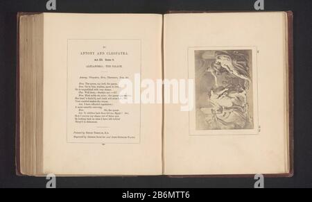 Fotoreproductie van een prent naar een schilderij door Henry Tresham, voorstellend een Scene uit Anthony en Cleopatra door William Shakespeare be Seen Act III, Scene 9 with Mark Antony, Cleopatra and Eros in a Palace in Alexandrië. Hersteller : Fotograf: Stephen Aylingnaar Druck von Georg Siegmund Fazius (denkmalgeschütztes Eigentum) zu Gemälde von Henry Tresham (denkmalgeschütztes Objekt) Ort Herstellung: London dating: CA. Material: Papiertechnik: Albumindrucke Abmessungen: Foto: H 73 mm × W 101 mmToelichtingFoto Seite 359. Betrifft: Spezifisches literarisches Werk (Geschichte) Kleopatra Stockfoto