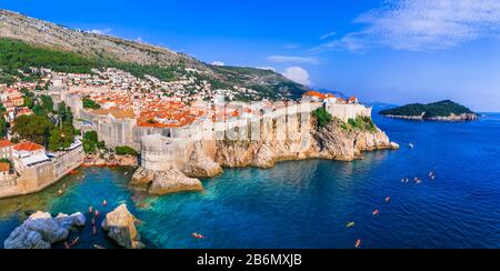 Schöne Altstadt von Dubrovnik, Panoramaaussicht, Kroatien. Stockfoto