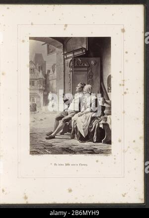 Fotoreproductie van een schilderij van AG von Ramberg, voorstellend de ouders van Hermann zittend bij een poort die beiden alten unter'm Thorweg (titel op object) Teil des Albums mit Foto-Reproduktionen von Gemälden von A.G. von Ramberg zur Arbeit "Hermann und Dorothea" J.W. von Goethe-Werk. Hersteller : Fotograf: Franz Hanfstaengl (denkmalgeschütztes Objekt) zum Gemälde von Arthur Georg von Ramberg (denkmalgeschütztes Gebäude) Herausgeber: G. Grote'schen Verlagsbuchhandlung (denkmalgeschütztes Eigentum) Ort Herstellung: Berlin Datum: 1871 - 1872 Physische Merkmale: Albumin Druckmaterial: Papiertechnik: Albumin Druckabmessungen: Stockfoto