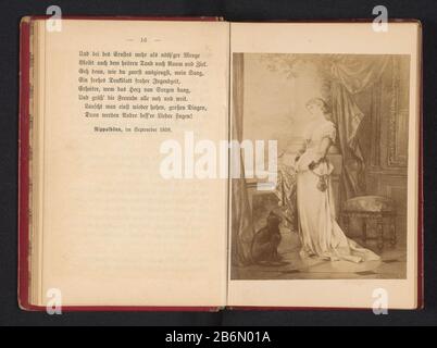 Bildwiedergabe eines Gemäldes einer Szene aus der Trompeter von Säkkingen mit der Darstellung von Maria für einen Fensterobjekttyp: Bildwiedergabe Seite Artikelnummer: RP-F 2001-7-848-1 Hersteller: Fotograf: Anonym zum Gemälde: Carl Schweninger (II) (denkmalgeschütztes Gebäude) Datum: Um 1880 - oder für 1890 Material: Papiertechnik: Albumdruck Abmessungen: Foto: H 126 mm × W 98 mmToelichtingFoto Vorderseite 16. Betrifft Jugendliche, junge Frau, Mädchen, die Fensterbank öffnen Stockfoto