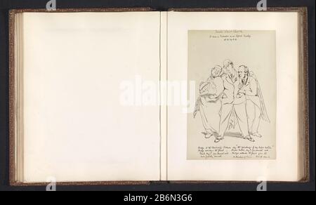 Fotoreproductie van een tekening, voorstellende eerwaarde Sandford als een engel naast een Student en een kok Photo Reproduktion einer Zeichnung, die auf der Darstellung von Eer steht Stockfoto
