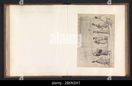 Fotoreproductie van een tekening, voorstellende een winkelstraat in Oxford met de paus EIN Student fragte den papst, ob er Mitglied der Universität Oxford sei. Hersteller: Fotograf: Anonym zur Zeichnung: Anonymer Termin: CA. - oder für das Jahr 1866 Material: Papiertechnik: Albumindrucke Abmessungen: Foto: H 135 mm × W 192 mm Betreff: Karikaturen (menschliche Typen) Studentenleben pope Street Stockfoto