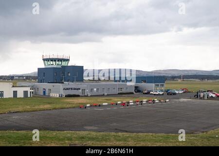 NATs Flugsicherungsturm am Flughafen Glasgow, Schottland, Großbritannien Stockfoto