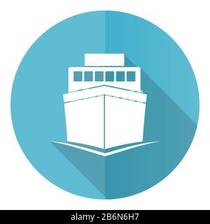 Schiffs-Blau-Symbol mit flachem Design, isoliert auf weißem Hintergrund, Boot, Reise, Schiff-Illustration in eps 10 Stock Vektor