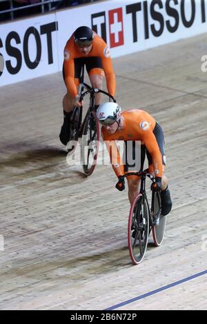 Harrie Lavreysen von Nederlandt und Jeffrey Hoogland von Nederlandt Männer Sprint -Finale 1 Heat während der von Tissot am März, 01 2020 auf dem Velodrom in Berlin, Deutschland, Präsentierten Rennradweltmeisterschaften 2020 - Foto Laurent Lairys/DPPI Stockfoto