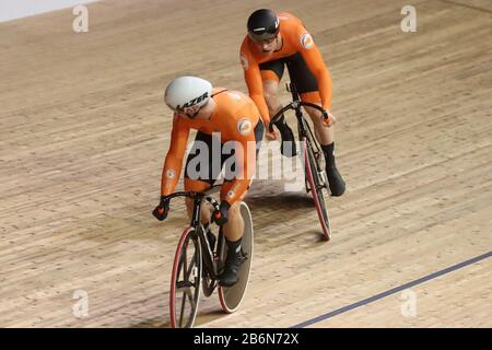 Harrie Lavreysen von Nederlandt und Jeffrey Hoogland von Nederlandt Männer Sprint -Finale 1 Heat während der von Tissot am März, 01 2020 auf dem Velodrom in Berlin, Deutschland, Präsentierten Rennradweltmeisterschaften 2020 - Foto Laurent Lairys/DPPI Stockfoto