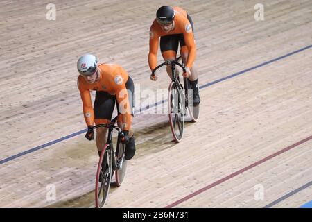 Harrie Lavreysen von Nederlandt und Jeffrey Hoogland von Nederlandt Männer Sprint -Finale 1 Heat während der von Tissot am März, 01 2020 auf dem Velodrom in Berlin, Deutschland, Präsentierten Rennradweltmeisterschaften 2020 - Foto Laurent Lairys/DPPI Stockfoto