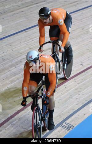 Harrie Lavreysen von Nederlandt und Jeffrey Hoogland von Nederlandt Männer Sprint -Finale 1 Heat während der von Tissot am März, 01 2020 auf dem Velodrom in Berlin, Deutschland, Präsentierten Rennradweltmeisterschaften 2020 - Foto Laurent Lairys/DPPI Stockfoto