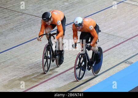 Harrie Lavreysen von Nederlandt und Jeffrey Hoogland von Nederlandt Männer Sprint -Finale 1 Heat während der von Tissot am März, 01 2020 auf dem Velodrom in Berlin, Deutschland, Präsentierten Rennradweltmeisterschaften 2020 - Foto Laurent Lairys/DPPI Stockfoto