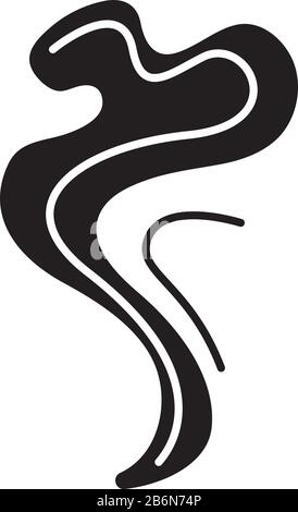Geruchsanzeige für schwarze Glyphe. Duftduft-Drall. Guter Geruch. Aroma-Luft-Welle, Rauch. Verdunstung. Aromatischer Duft, der spiralförmig strömt. Silhouettensymbol ein Stock Vektor