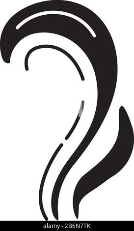 Schwarzes Glyph-Symbol mit schlechtem Geruch. Duft von Parfüm. Giftiges Gas, Gestank. Stinkiger Geruch. Duftkurven. Rauchstrom, Rauchwirbel, Verdunstung. Silhouettensymbol Stock Vektor