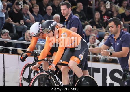 Harrie Lavreysen von Nederlandt und Jeffrey Hoogland von Nederlandt Männer Sprint -Finale 2 Heat während der von Tissot am März, 01 2020 auf dem Velodrom in Berlin, Deutschland, Präsentierten Rennradweltmeisterschaften 2020 - Foto Laurent Lairys/DPPI Stockfoto