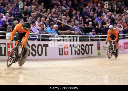 Harrie Lavreysen von Nederlandt und Jeffrey Hoogland von Nederlandt Männer Sprint -Finale 2 Heat während der von Tissot am März, 01 2020 auf dem Velodrom in Berlin, Deutschland, Präsentierten Rennradweltmeisterschaften 2020 - Foto Laurent Lairys/DPPI Stockfoto