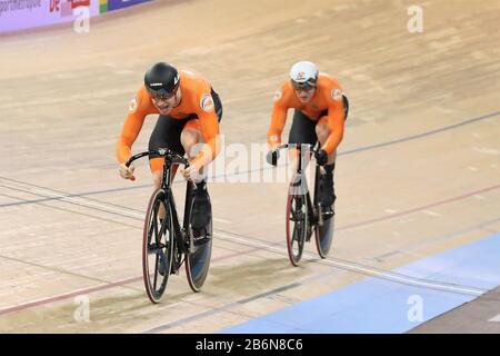 Harrie Lavreysen von Nederlandt und Jeffrey Hoogland von Nederlandt Männer Sprint -Finale 2 Heat während der von Tissot am März, 01 2020 auf dem Velodrom in Berlin, Deutschland, Präsentierten Rennradweltmeisterschaften 2020 - Foto Laurent Lairys/DPPI Stockfoto