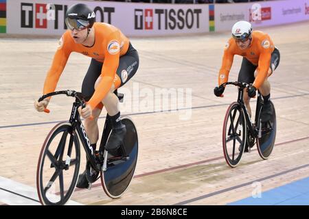 Harrie Lavreysen von Nederlandt und Jeffrey Hoogland von Nederlandt Männer Sprint -Finale 2 Heat während der von Tissot am März, 01 2020 auf dem Velodrom in Berlin, Deutschland, Präsentierten Rennradweltmeisterschaften 2020 - Foto Laurent Lairys/DPPI Stockfoto