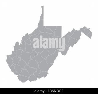 Karte Mit Den State Counties Von West Virginia Stock Vektor