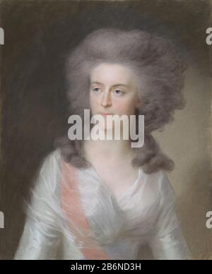 Frederika Sophia Wilhelmina (Wilhelmina 1751-1820), prinses van Pruisen Echtgenote van prins Willem V, SK-A-409 Portrait von Frederika Sophia Wilhelmina (Wilhelmina, 1751-1820), Prinzessin von Preßburg. Ehefrau von Prinz William V. Mit Halber Länge links. Ist Teil einer Serie von neun Porträts von Fürsten und Fürstinnen des Hauses Orange-Nassau (SK-A-408/416). Teil der Sammlungs-Pastelle. Hersteller : Künstler Johann Friedrich August Tischbein dating: 1785-95 Physikalische Merkmale: Pastell auf Pergament Material: Pergamenttechnik: Pastellmaße: Freimaße: 63cm H. (Oval) × Stockfoto