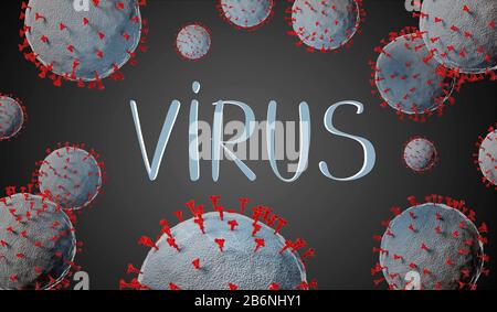 Virus-Konzept - Coronavirus, COVID-19 - 3D-Darstellung Stockfoto