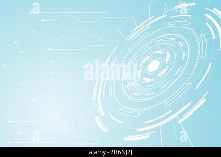 Abstraktes Technologiekonzept umkreist digitale Schaltkreise auf High-Tech Future weiß-blauem Hintergrund Stock Vektor