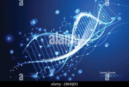 Abstrakte Technologie Wissenschaftskonzept DNA futuristisch auf High-Tech-blauem Hintergrund Stock Vektor