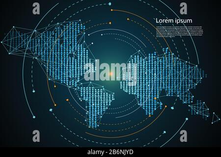 Abstrakte Technologie Karte Punkt digital die zukünftige Kreistechnologie auf High-Tech-Hintergrund. Stock Vektor