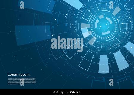 Abstrakter Technologiekreis und zukünftige Schnittstellentechnologie im High-Tech-Hintergrund. Stock Vektor