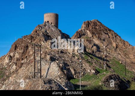 Festungsturm in Maskat im Oman Stockfoto