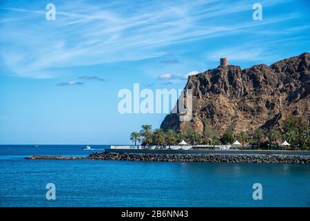 Festung Gurm an der Küste von Muscat im Oman Stockfoto