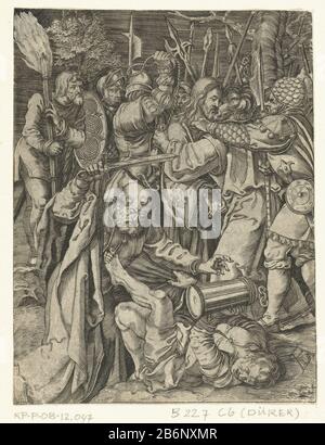Gevangenneming en verraad van Christus Passie van Christus (serietitel) Inhaftierung und Verrat der Christuspassion Christi (Serientitel) Objekttyp: Bild Artikelnummer: RP-P-ob-12.047Katalogogusreferentie: Der Illustrierte Bartsch 227-C6Opperking: Kopie an Dürer-Kennzeichnung / Marke: Sammlermarke, verso 12. Zu drucken von Albrecht Dürer (denkmalgeschütztes Gebäude) Druckmaschine: Anonymer Verleger: Abraham Waesberge (I) Datum: 1510 bis 1699 und / oder 1656 - 1699 Physische Merkmale: Fahrzeugmaterial: Papiertechnik: Engra (Druckverfahren) Abmessungen: Blatt : h 123 mm × W 95 bis Stockfoto