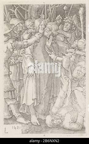 Gevangenneming van Christus Passie van Christus (serietitel) Erfassen der Christuspassion Christi (Serientitel) Objekttyp: Abbildung Artikelnummer: RP-P-ob-32.162Katalogogusreferentie: Neu Hollstein Dutch 44-2 (2) Hinweis: Jan Harmensz. Muller Beschreibung: Christus wird von einer Gruppe von Soldaten gefangen genommen. Judas küsst ihn auf die Wange. Rechts hebt Peter sein schweres d an das Ohr von Malchus ab, um zu erschlagen. Hersteller: Druckerhersteller Jan Harmensz. Muller Zu drucken von: Lucas von Leyden (auf dem Objekt angegeben) Ort Herstellung: Amsterdam dating: 1613 bis 1622 und / oder 1800 - 1900 Physische Eigenschaften: Enna materi Stockfoto