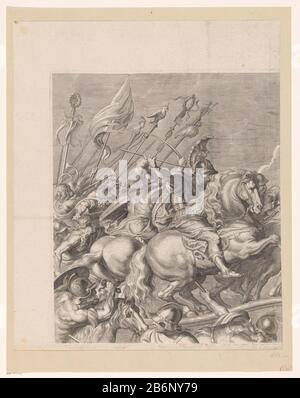 Gevecht tussen Amazonen en Grieken (Deel linksboven) Schlacht zwischen Amazonen und Griechen auf der Brücke Troje. Hersteller : Druckmaschine François Ragotnaar-Gemälde von Peter Paul Rubens Herausgeber: François Landryverlener von Privileg: Ludwig XVI. (König von Frankreich) Ort Herstellung: Verleger: Paris Grantor von Privileg: Frankreich Datum: 1648 - 1670 Material: Papiertechnik: Enra (Druckverfahren) / Ätzmaße: Plattenkante: H 433 mmblad: B 422 mm (Innenkante abgeschnitten.) Betreff: Schlacht von Amazon; amazonomachybridge Stockfoto