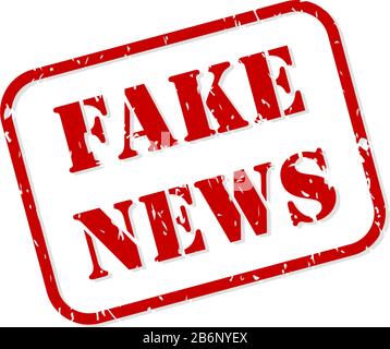 Fake News roter Gummistempelvektor isoliert Stock Vektor