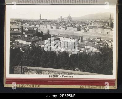 Bild op Florenz Firenze - Panorama (Objekt vom Typ Ttel op) FlorenceFirenze - Panorama (Objekt vom Typ Titel) Objektart: Fotoseite Artikelnummer: RP-F 2001-7-642-17 Hersteller: Fotograf: Anonymer Ort Herstellung: Florenz Datum: CA. - ca. Material: Fotopapier Technik: Gelatine silberner Druck Abmessungen: Bild: H 105 mm × W 154 mmToelichtingFoto gegenüber Seite 322. Betrifft: Stadtansicht im Allgemeinen; "Veduta" Stockfoto