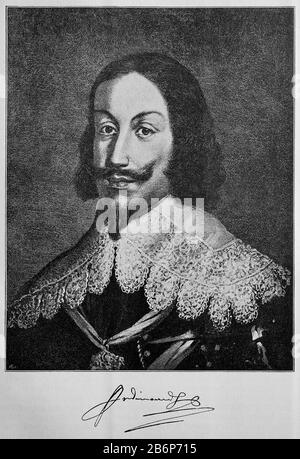 Ferdinand III., 13. Juli 1608 † 2. April 1657, geboren als Ferdinand Ernst, Erzherzöge von Österreich aus dem Hause Habsburg, war von 1637 bis zu seinem Tod 1657 Römisch-Deutscher Kaiser und war von 1625 und 1627 auch König von Ungarn, Kroatien und Böhmen / Ferdinand III., 13. Juli 1608 † 2. April 1657, geborener Ferdinand Ernst, Erzherzog von Österreich aus dem Hause Habsburg, war von 1637 bis zu einem Tode 1657 römisch-deutscher Kaiser, zudem seines Seit 1625 bzw. 1627 König von Ungarn, Kroatien und Böhmen, historisch, digital verbesserte Wiedergabe eines Originals aus dem 19. Jahrhundert/der Ziffer Stockfoto