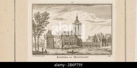 Gezicht op Kasteel Montfoort, 1630 Kasteel tot Montfoort 1630 (titel op object) gezicht op de zijkant en achterzijde van Kasteel Montfoort en een gedeelte van de ophaalbrug, in de situatie omstreeks 1630. OP de voorgrond een visser en twee wandelaars. Hersteller: Pretmaker: Abraham Rademacher (vermeld op object)Plaats Herstellung: Amsterdam dating: 1725 - 1803 Physikalische Kenmerken: ETS en Gravure Material: Papier Techniek: Etsen / graveren (Drukproceduré) Abmessungen: Plaatrand: H 80 mm × b 113 mmToelichtingPrent ook gebruikt in: Rademaker, Abraham, Abraham. Das Kabinett van Nederlandsche outheden en gezichte Stockfoto