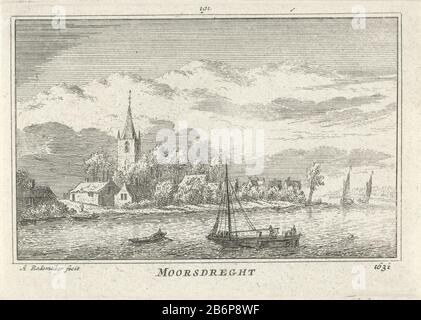 Gezicht op Moordrecht, 1631 Moordrecht 1631 (titel op object) Moordrecht und der Kirchturm vom Fluss IJssel aus gesehen, in der Situation um 1631. Auf der IJssel segeln mehrere boten. Hersteller : Druckmaschine: Abraham Rademacher (denkmalgeschütztes Gebäude) Herausgeber: Willem Barents Verlag: Antoni Schoonenburg Herstellung: Amsterdam Datum: 1727 - 1733 Physikalische Merkmale: Ätzmaterial: Papiertechnik: Ätzmaße: Plattenkante: H 80 mm × W 115 mmToelichtingIllustratie: Abraham Rademaker, Matthaeus Brouërius von Niedek, Isaac Le Long, Kabinett Dutch und Kleefsche outheden und (...) Stockfoto