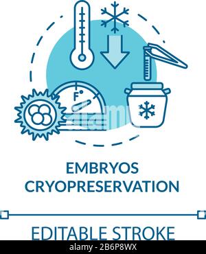 Embryo Cryopreservation Türkis Konzeptsymbol. Weibliche Zellspende. Behandlung der Unfruchtbarkeit. Veranschaulichung der dünnen Linie der Reproduktions-Tech-Idee. Vektor Stock Vektor