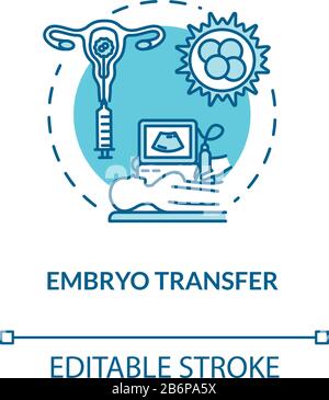 Embryo Transfer Türkis Konzeptsymbol. Alternative Schwangerschaft. Behandlung der Unfruchtbarkeit. Reproduktionstechnologie - dünne Linien. Vektor Stock Vektor