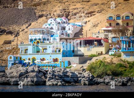 Assuan, Ägypten, Landschaft des Nils Stockfoto