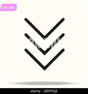 Symbol mit Pfeil nach unten Symbol mit isoliertem Vorzeichen Vektorgrafiken - hochwertige schwarze Vektorsymbole Stock Vektor