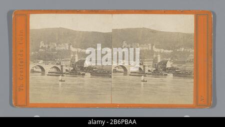 Bild op Schloss Heidelberg Heidelberg mit Schloss (titel op object) Blick auf Schloss Heidelberg mit Schloss (title object) Objektart: Stereobild Artikelnummer: RP-F06001 Aufschriften / Marken: Nummer, Verso, Stuck 'Nro. 414.' Hersteller : Fotograf: Theodor Creifelds (Listed Property) Herstellung: Heidelberg dating: CA. 1860 - ca. Material: Papppapier Technik: Albumindrucke Abmessungen: Sekundäres Medium: H 85 mm × W 170 mm Motiv: Stadtansicht allgemein; 'Veduta'cullelandschaft mit Brücke, Viadukt oder Aquädukt Stockfoto