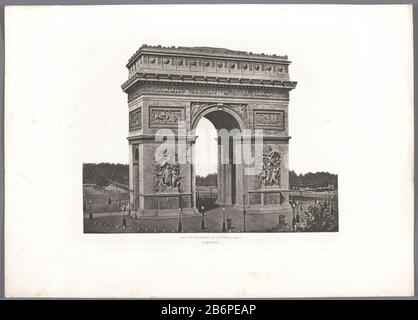 Gezicht op de Arc de Triomphe te Parijs Arc de Triomphe de l'Etoile (titel op object) Ansicht des Triumphbogens auf ParijsArc de Triomphe de l'Etoile (title object) Objekttyp: Fotomechanische Druckseite Artikelnummer: RP-F 2001-7-1744-1 Hersteller: Fotograf: Édouard Denis Baldusmaker : Edouard Denis Baldus (Listed Property) Herstellung: Paris Datum: CA. 1865 - oder für 1875 Material: Papiertechnik: Fotogravur Abmessungen: Druck: H 295 mm × W 392 mm Motiv: Triumphbogen Stockfoto