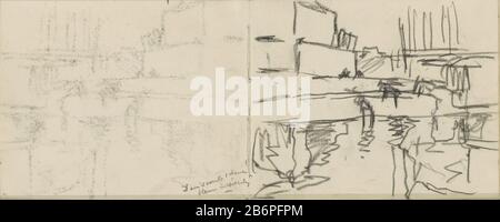 Gezicht op de Dam te Amsterdam bij schemer en regen Blick auf den Staudamm in Amsterdam bei Dämmerung und Regen Objektart: Skizzenblatt Artikelnummer: RP-T-1924-45-39 Aufschriften / Marken: Farbnotiz, handschriftlich: "Dam [...] Beschreibung: Seite 39 und 40 Seiten aus einem Skizzenbuch mit 32 bladen. Hersteller : Künstler George Hendrik Breitner Herstellungsort: Amsterdam Datum: 1880-1903 Physische Merkmale: Schwarzes Kreidematerial: Papierfach Kreide: Quadrat, Ort, Zirkus usw. Stockfoto