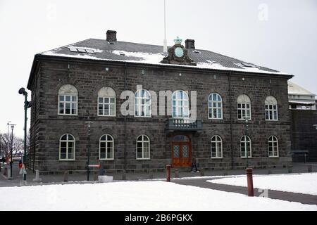 Alþingi, Althing oder Althingi, nationalparlament von Island, Reykjavík, Hauptstadt und größte Stadt Islands, Ísland, Europa Stockfoto